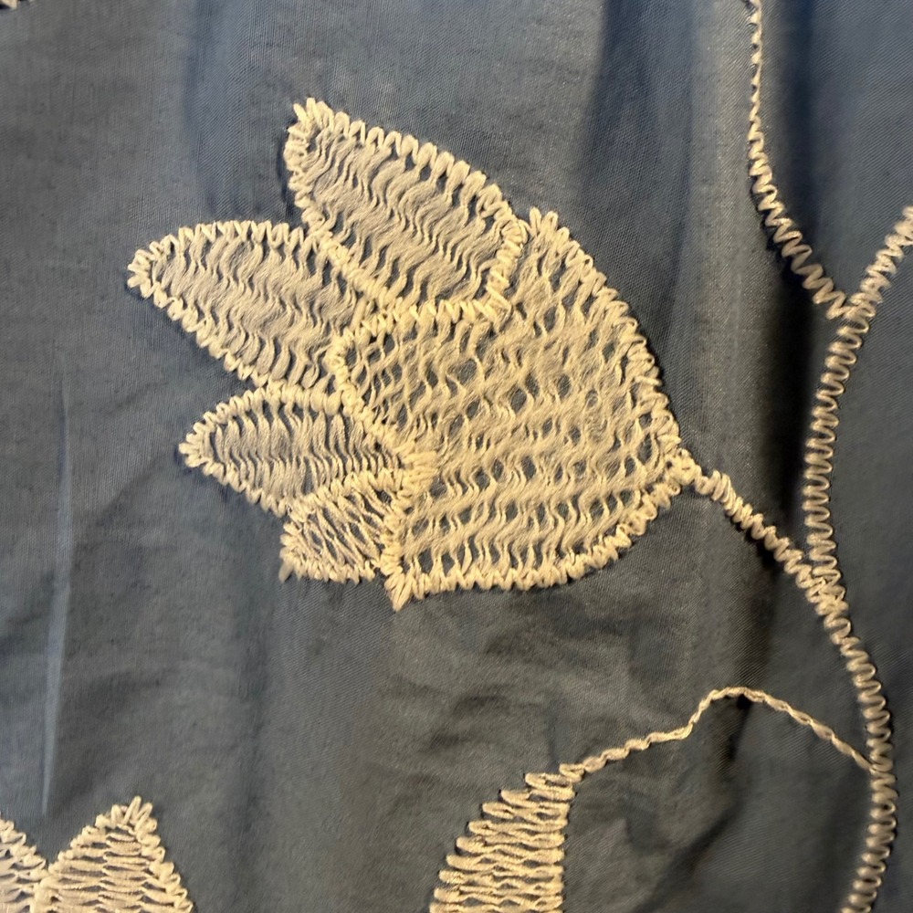 Talbots Blouse Floral Embroidered Ruffle Neck Cottagecore Boho Coastal Women M - Picture 9 of 12